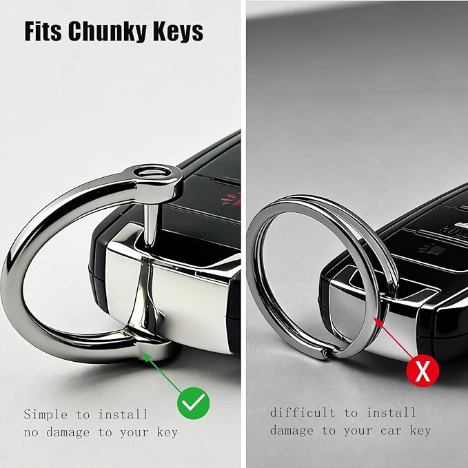 Keychain with Carabiner Clip, 4 Heavy Duty Key Rings and D Ring for Men's Car Key Fob Holder Fits Belt Loops
