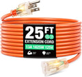 25FT Outdoor Extension Cord, Heavy Duty Extension Cord with 16/3 Gauge and 100% OFC Wire, Extra-Thick Insulation, Sturdy Jacket, Waterproof, Resistant to Heat and Cold for Home, Office, Outdoor