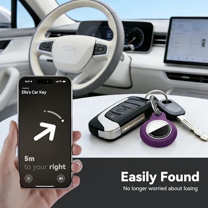 for Apple AirTag 2nd & 1st Gen, Waterproof Case for AirTag Holder Keychain,GPS Tracker Cover for Dog,Car Key,Luggage-D6-Dark Purple