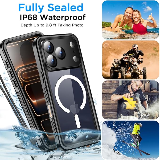 AICase for iPhone 17 Pro Case Waterproof Clear with MagSafe Water Proof/Snowproof/Dustproof/Shockproof,IP68 Certified 360 Full Body Protection Fully Sealed Underwater Cover for iPhone 17 Pro 6.3"