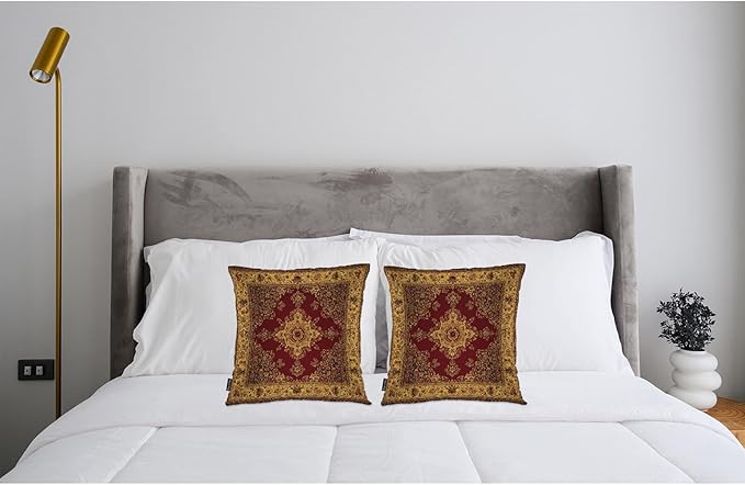 Swono Paisley Carpet Cozy Pillowcase Cushion Cover, Persian Carpet Tribal Floral Decorative Throw Pillows Covers Outdoor Pillow Case for Home Office Sofa Picnic Car 18" X 18" 2 Pack