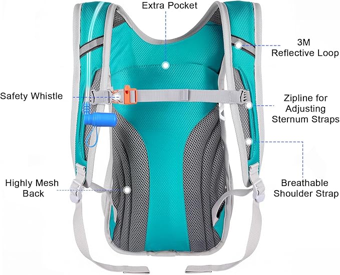 KUYOU Running Hydration Vest - Lightweight Insulated Hydration Backpack with 2L Water Bladder, Adjustable Chest Straps and Reflective Water Backpack for Running Marathon Race Hiking Cycling