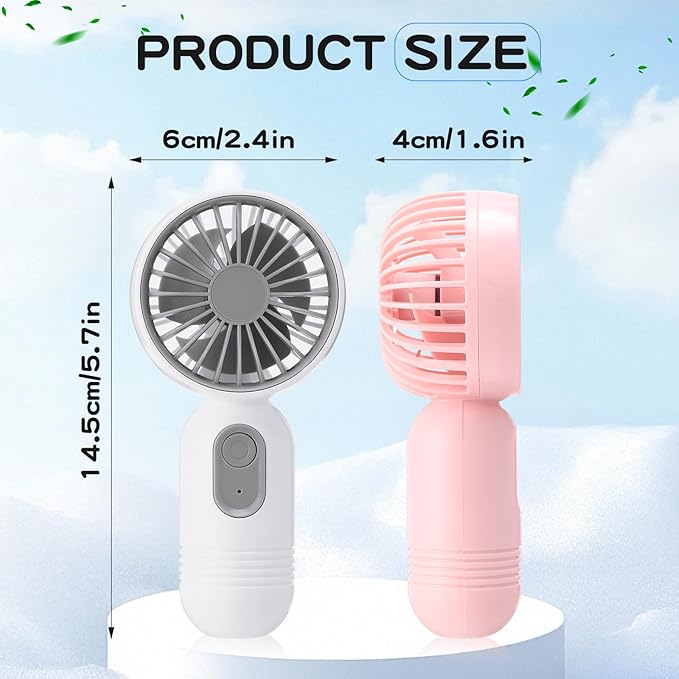 Rossesay 3 Pcs Mini Portable Fan Bulk Cute Handheld Lightweight Small Little Personal Hand Eyelash Fan 3 Speeds USB Rechargeable for Women Men Indoor Outdoor Makeup Travel (Black,White,Pink)