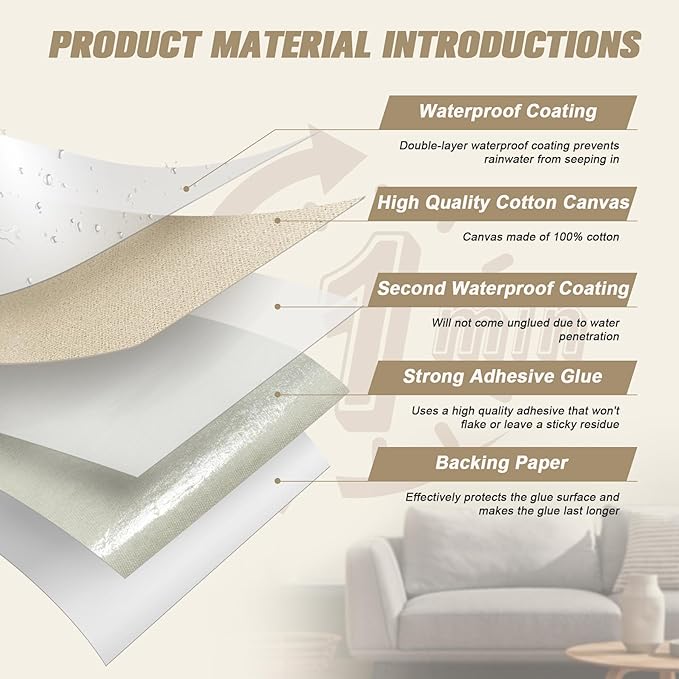 OAZ 2 Pieces 9 x 11 inch Canvas Repair Patches Canvas Fabric Patch Self-Adhesive Fabric Repair Tape Waterproof Outdoor Gear Patch Kit for Boat Cover Awning Sofa Chair Couch Tent Bag (Light Gray)