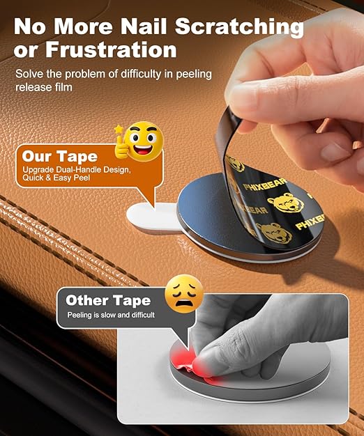 PHIXBEAR Extreme Double Sided Mounting Tape – Heat & Water Resistant, 24-Pack 2" Round Adhesive Pads for Car Dashboard Camera, Phone Mounts, Indoors and Outdoors