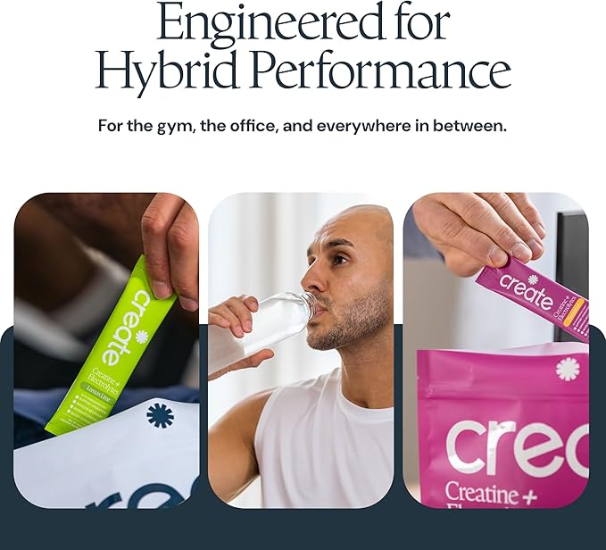 Create Creatine + Electrolytes Mix - Creatine Monohydrate Stick Packs, Supports Energy and Hydration, NSF Certified for Sport, 30 Count, Variety Pack