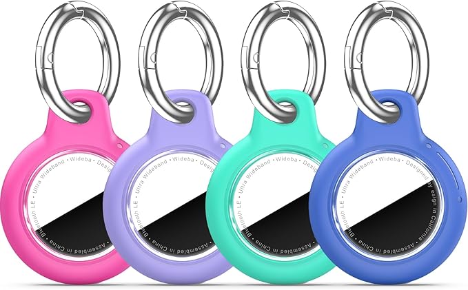 for Apple AirTag 2nd & 1st Gen, Waterproof Case for AirTag Holder Keychain,GPS Tracker Cover for Dog,Car Key,Luggage-B82-Rose Red+Purple+Blue+Green