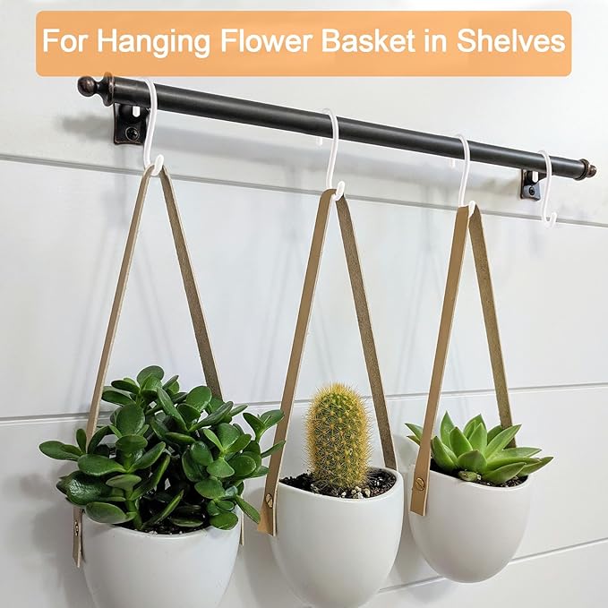 DINGEE 12 Pack 6 Inch S Hooks,Large S Hook Vinyl Coated Heavy Duty S Hook for Hanging, Non Slip S Hanger Closet Hooks, Steel Metal White Rubber S Hooks for Hanging Plants,Clothes,Jeans,Pot Pan Garden