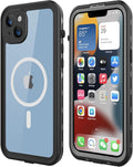 for iPhone 14 Waterproof Case - Shockproof, Dustproof, Built-in Screen Protector, Magnetic Ring Black