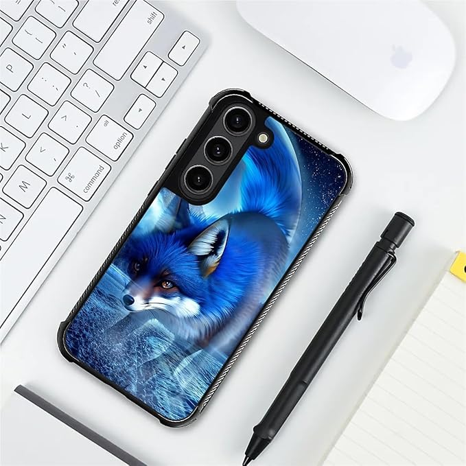 for Samsung Galaxy S23 Plus Case, Snowy Mountain Fox Lake Pattern Graphic Design Girl Boy Soft Silicone Hard Acrylic Shock Protection for Samsung Galaxy S23 Plus