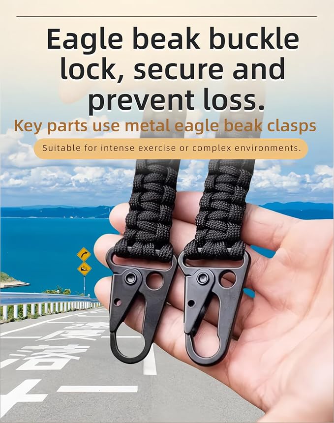 Tactical Paracord Keychain with Cobra Weave - Military Grade 550 Survival Gear, Anti-Loss Carabiner Clip for Hiking/Camping - Secure Keys, ID Badge, Tools (Gift Ready)