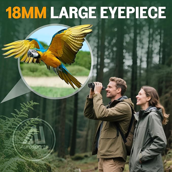 Aurosports 16x32 Binoculars for Adults and Kids - 16x High Power Binoculars for Detail Observation - Low Light Vision Easy Focus Compact Binocular for Bird Watching Hunting Travel Gifts for Men