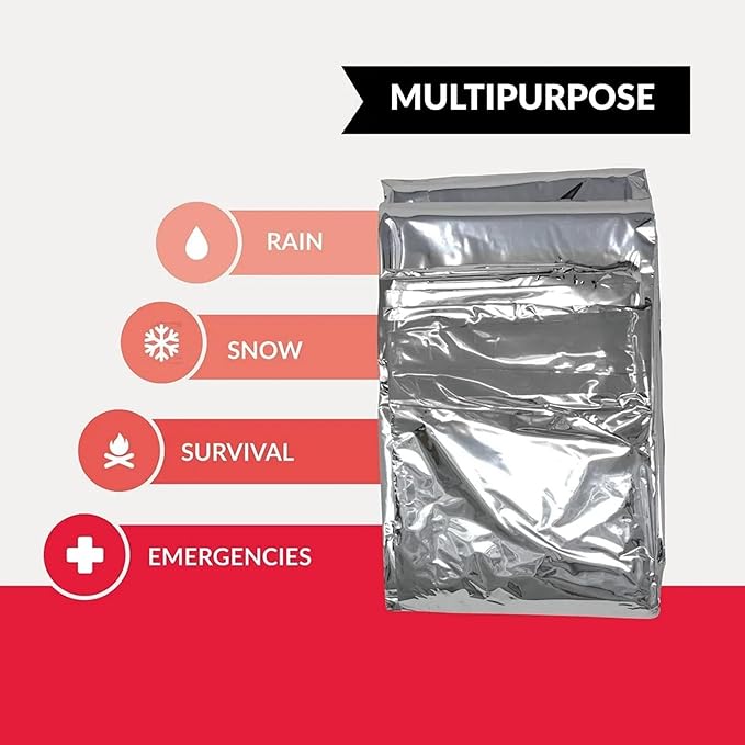 MEETSWEET Emergency Rescue Blanket Set of 8, Outdoor Survival Blanket Waterproof, Windproof, Warm, Sunscreen Lightweight and Portable Suitable for First Aid Bags and Outdoor Camping, Golden, 8pcs