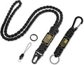 2 Pcs Stylish and Durable Lanyard for Keys - Heavy Duty Paracord Neck Lanyard with USA Flag Design for Wallets, Whistles, Cameras, and Phones - Perfect for Outdoor Activities[Black]