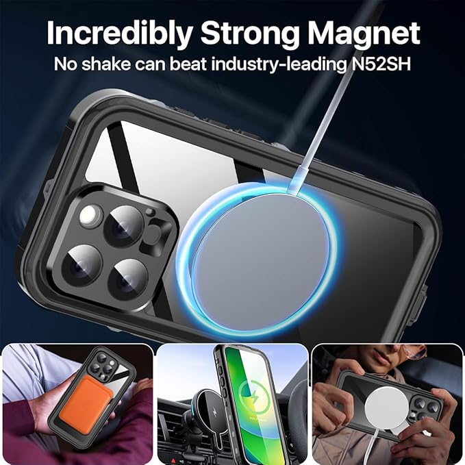 AICase Waterproof Case for iPhone 16 Pro Max(6.9") with MagSafe Clear Water Proof,Snowproof,Dustproof and Shockproof,IP68 Real 360 Full Body Protection Underwater Cover for iPhone 16 Pro Max