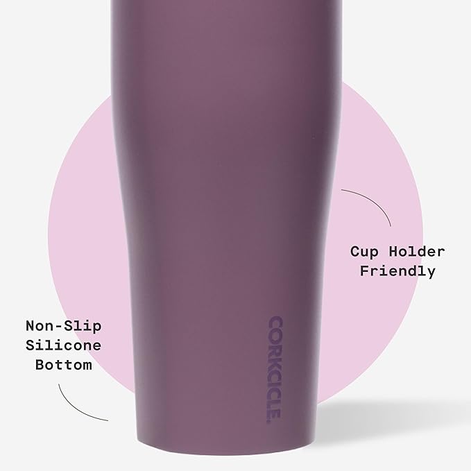 Corkcicle Go Cup XL - Leak-Proof Travel Tumbler - Triple Insulated Stainless Steel Water Bottle - Easy-Carry Handle - Summer Drinkware Gift - Keeps Drinks Ice Cold - 30 oz - Mauve
