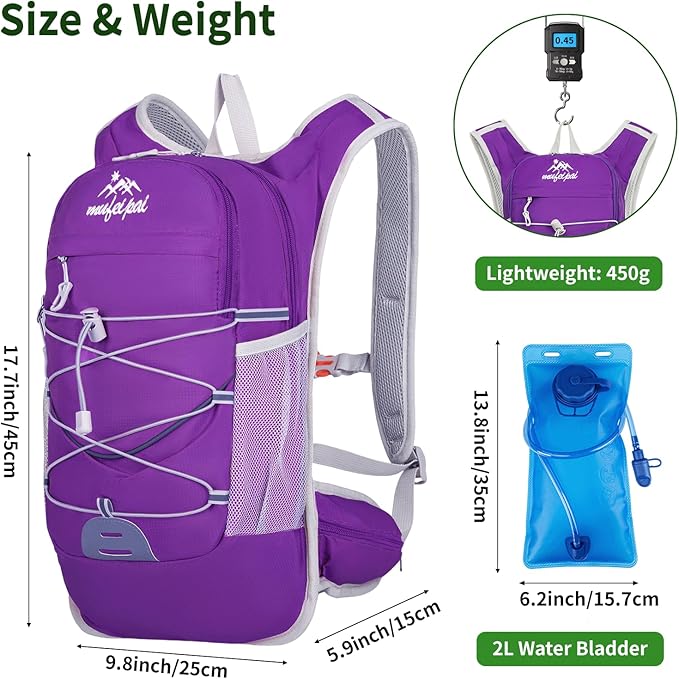 Hiking Backpack, 20L Hiking Backpack for Women & Men,Small Travel Daypack for Running, Cycling, Climbing, Camping, Biking (Purple)