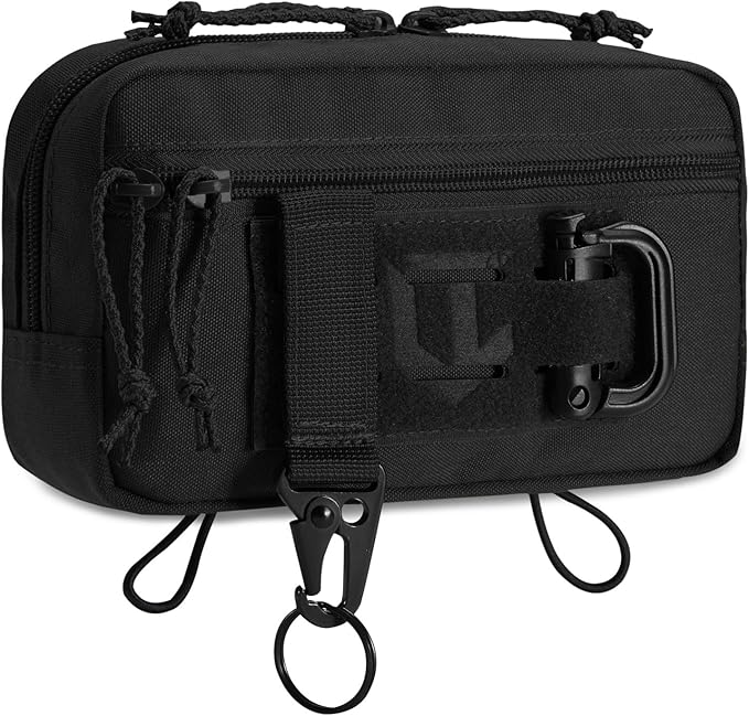 Tactical Admin Pouch Laser Cut MOLLE EDC Tool Organizer with Carabiner and Keychain Modular Dangler Utility Sack