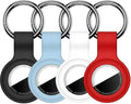Linsaner Case for AirTag 2nd Gen (2026) & 1st Gen, Silicone Holder Keychain Key Ring, Protective Cover for Air Tags, GPS Finder Accessories for Bags, Pets, Kids, Luggage, Black/Grey Blue/White/Red