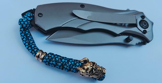 Knife Lanyards with Brass Beads,Paracord Lanyard,Tactical Lanyard for Skull Shape Knife,EDC Products