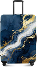 ANNA QUEEN Blue Abstract Marble Travel Luggage Cover -Stretchable Airplane Suitcase Protector Sleeve,Universal Washable Fit for 28-30 Inch Checked Baggage,Water Resistant Durable Luggage Protector