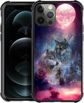 for iPhone 11 Pro Case, Star Two Wolfs Howling Pattern Graphic Design Girl Boy Soft Silicone Hard Acrylic Shock Protection for iPhone 11 Pro