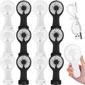 Woanger 12 Pcs Mini Handheld Fan Bulk 3 Speed USB Electric Battery Operated Small Portable Pocket Fan with Data Cable and Mounting Base Quiet Summer Gift for Wedding Camping Travel(Black and White)