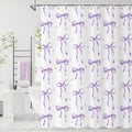 Purple Bow Shower Curtain, Lavender Modern Aesthetic Bowknot with Polka Dot Cute Girly Bathroom Curtain Waterproof Fabric Machine Washable with Hooks, 60" Wx72 L