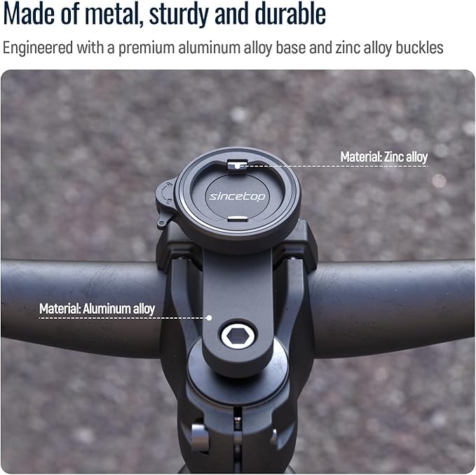 sincetop Universal Bike Phone Mount, Aluminum Stem Cap Phone Holder for Mountain and Road Bicycles, Quick Connect Riding Clip Stand MTB Handlebar Clamp【Series C - 1st Gen】