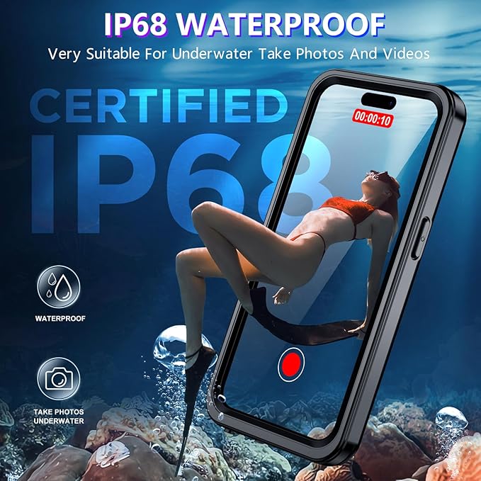 2024 New Designed for iPhone 15 Pro Case Waterproof, [Compatible with MagSafe][Built-in Camera & Screen Protector][Full Body Shockproof][IP68 Waterproof][Dustproof] Phone Case for iPhone 15 Pro 6.1"