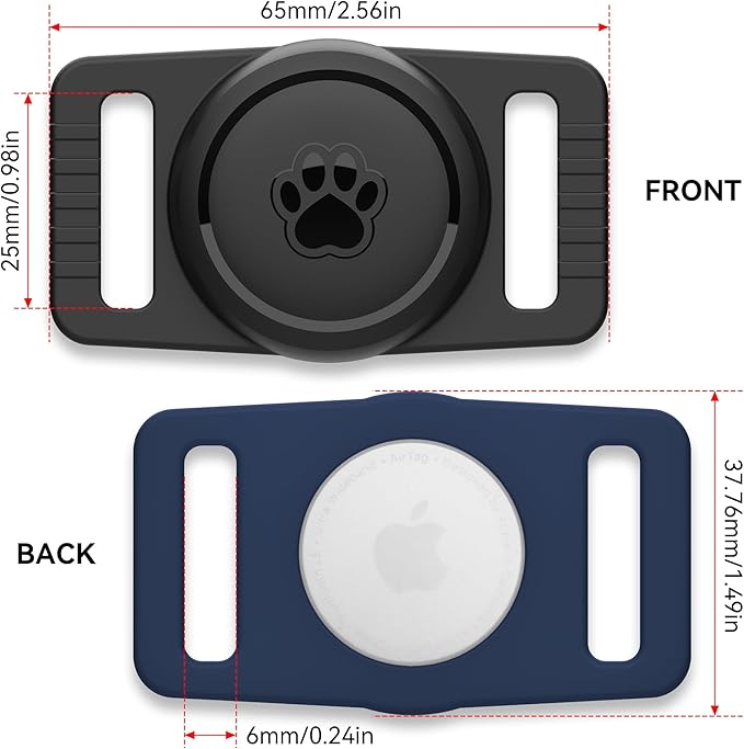 GOCII for Airtag Dog Collar Holder 2 Pack,Waterproof Dog Collar Holder for Apple AirTag(Gen 1 & 2),Silicone Air Tags Case for Dog Collars(Navy&Black)