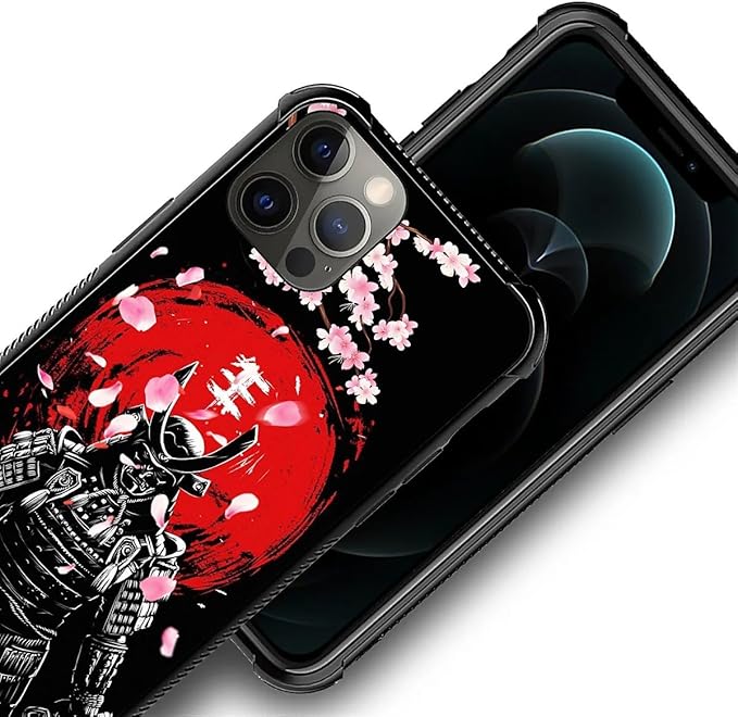 for iPhone 11 Pro Case, Sakura Japanese Samurai Pattern Graphic Design Girl Boy Soft Silicone Hard Acrylic Shock Protection for iPhone 11 Pro
