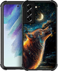 for Samsung Galaxy S21 Case, Star Cave Hungry Wolf Pattern Graphic Design Girl Boy Soft Silicone Hard Acrylic Shock Protection for Samsung Galaxy S21