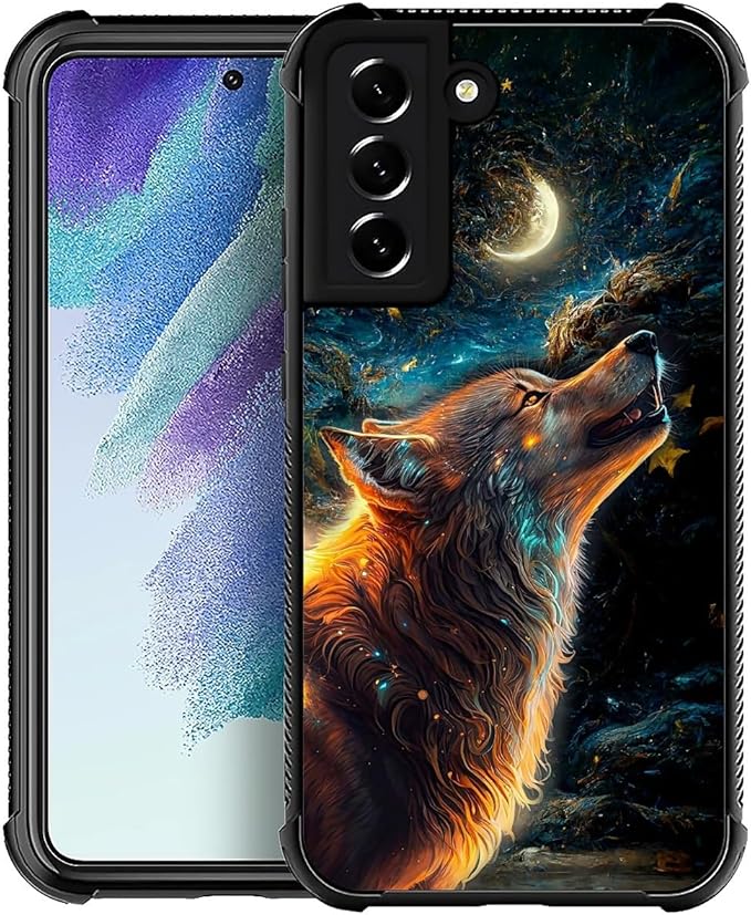 for Samsung Galaxy S21 Case, Star Cave Hungry Wolf Pattern Graphic Design Girl Boy Soft Silicone Hard Acrylic Shock Protection for Samsung Galaxy S21