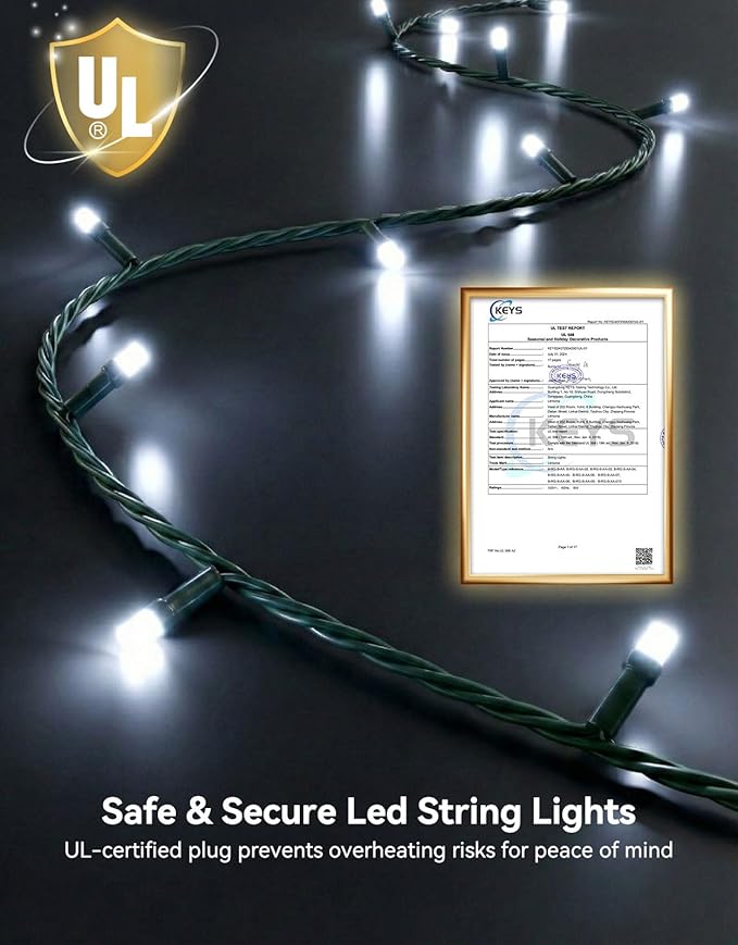 LitHome 99FT 300 LED String Lights Outdoor Indoor, 8 Modes Waterproof Christmas String Lights with Timer & Memory Function, Outdoor Christmas Lights Green Wire for Xmas Tree Party Garden, White