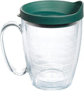 Tervis Clear & Colorful Lidded Made in USA Double Walled Insulated Tumbler Travel Cup Keeps Drinks Cold & Hot, 16oz Mug, Hunter Green Lid