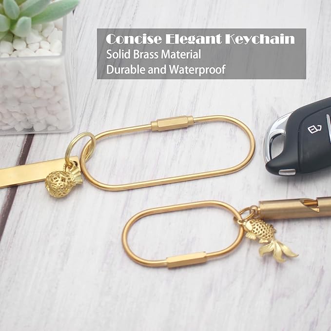 CMVFYL Gold Brass Key Rings, Purse Bag Charms for Handbags, Screw Lock Key Organizer, Carabiner Keychain Clip for Keys