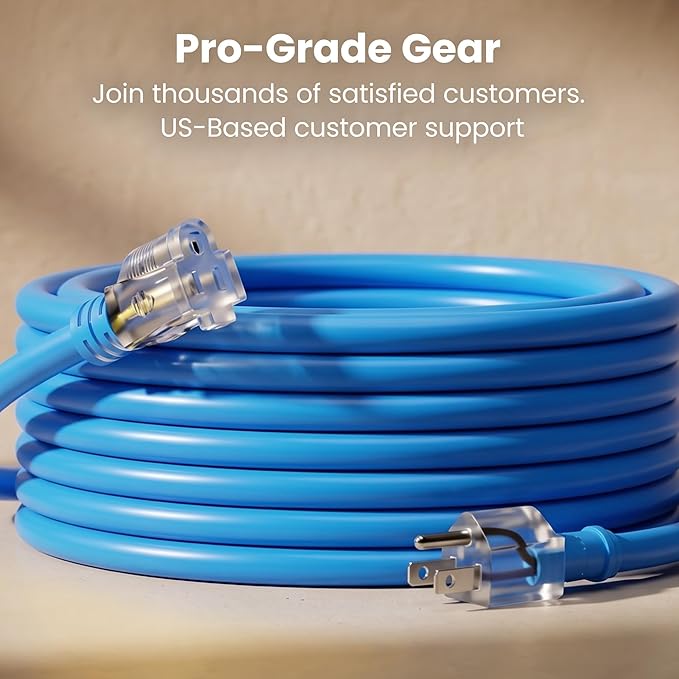 GEARit 100 Ft Extension Cords 14/3 Gauge Outdoor/Indoor SJTW 14 AWG 3 Prong Heavy Duty Power Cable 13A 125V 1625W for Lawn, Garden, Appliances Blue