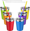 Kids Cups with Straws and Lids Leak Proof, 6 Pack 12oz Sippy Cup for Toddlers 1-3 No Spill, Spill Proof Cup Stainless Steel Kids Cups with Lids for School, Outdoor