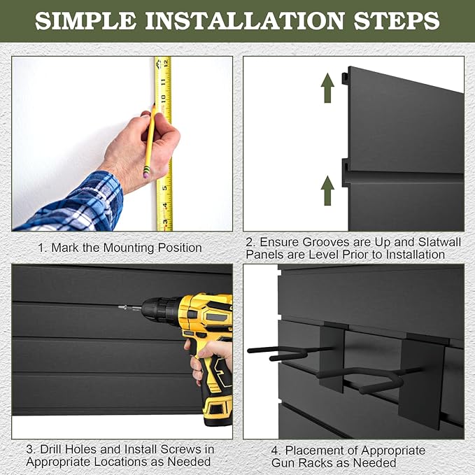 Gun Wall Mount Display Heavy Duty Adjustable Indoor Gun Rack Wall Rack Storage System Suitable for Rifles Storage Modular Firearms Gun Wall Gear Accessories Organizer for Helmet Vest Belt Police Gear