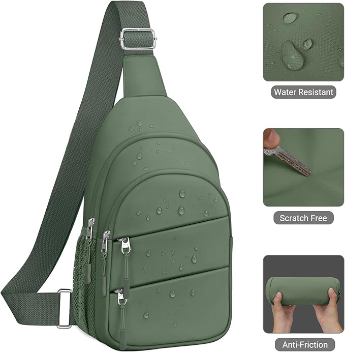 Tuwubi Crossbody Bags for Women, Sling Bag for Men, Small Hiking Backpack Anti Theft Lightweight for Outdoors Travel （L, Sage Green）