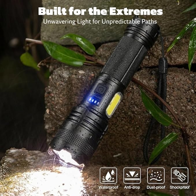 THY TRY Rechargeable LED Flashlights High Lumens, 90000LM Super Bright Flashlights with 7 Modes, High Powered Handheld Flash Light for Home Camping Hiking Night Work (2 Pack)