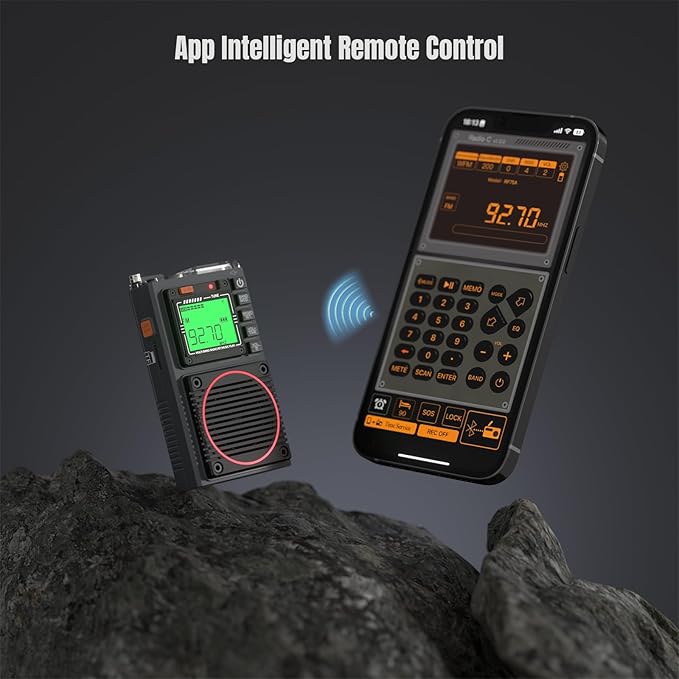 Raddy RF75A APP Control Shortwave Radio, Portable AM/FM/VHF/SW/WB Weather Radio, Pocket Radio Rechargeable w/ 9.85 Ft Wire Antenna