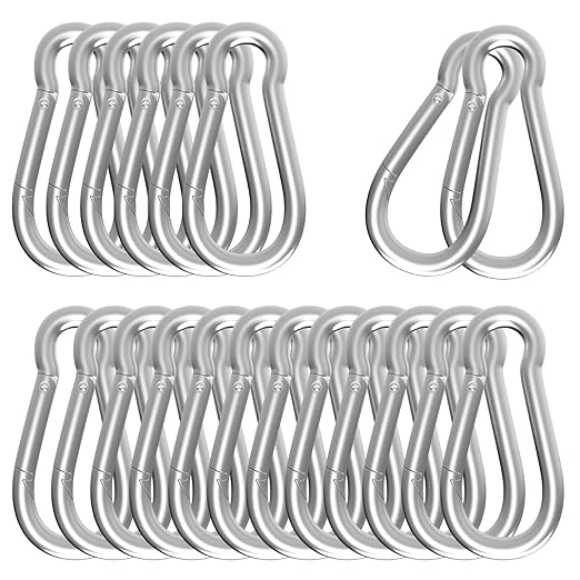 Carabiner, Heavy Duty Galvanized Steel Spring Snap Hook Carabiner Clips with 550LBS Holding Capacity, Ideal for Outdoor, Hammock, Swing and Travel (M8 3Inch, 20PCS)