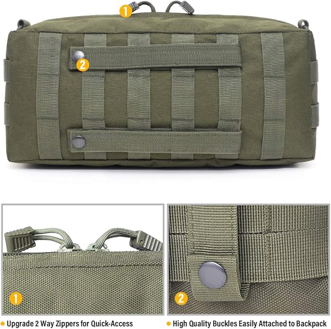 WYNEX Large Molle Pouch, Tactical Molle Bag Vertical Admin Pouch, Modular Utility Pouch Increment Side Pouch for Tactical Backpack Molle Rucksack Attachment, with Shoulder Strap For Use as Sling Bag