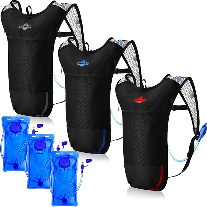 3 Pcs Hydration Backpack Pack with 2l Water Bladder, Hydration Pack with Hydration Bladder Hiking Running Cycling Biking Water Backpack for Men and Women