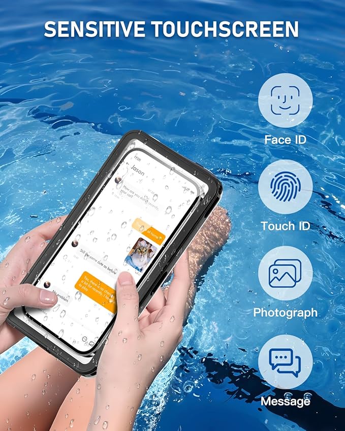 Waterproof Phone Case, IPX8 Underwater Floating Pouch for Snorkeling Swimming Beach Cruise Travel, Water Proof Dry Case for iPhone 16/15/14 Pro, Samsung Galaxy S26/S25/S24/S23/S22 (Black)