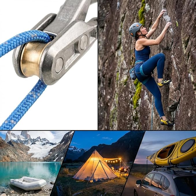 6-Pack Rope Tensioner Paracord Adjusters,Rope Tightening Tool,Knot-Free Locking Tie-Down Tool with Roller, Quick Adjust Buckle for Camping,Tarps,Guy Lines,Boating & Outdoor Gear 1PCS