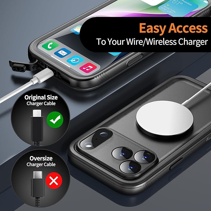Cozycase TOP Military Protective IP68 Waterproof Case for iPhone 17 Pro Heavy Duty 360 Shockproof Full Body with Screen Camera Protector Double Dustproof Hard Tough 17Pro Front Back Cover
