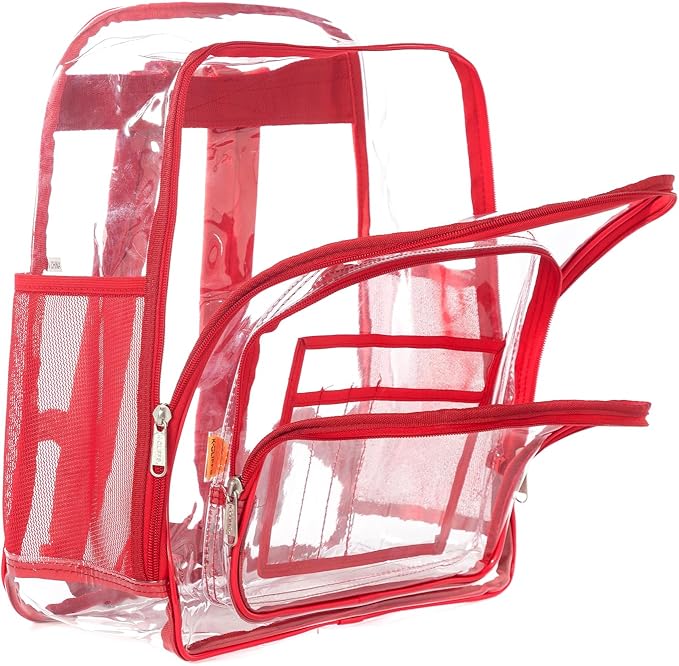 K-Cliffs Large Transparent Backpack Clear Heavy Duty School Bag Durable Student Bookbag See Through Vinyl Daypack Workbag